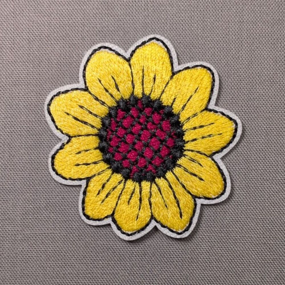 Sunflower Embroidered Iron On Patch | Floral Flower Patch